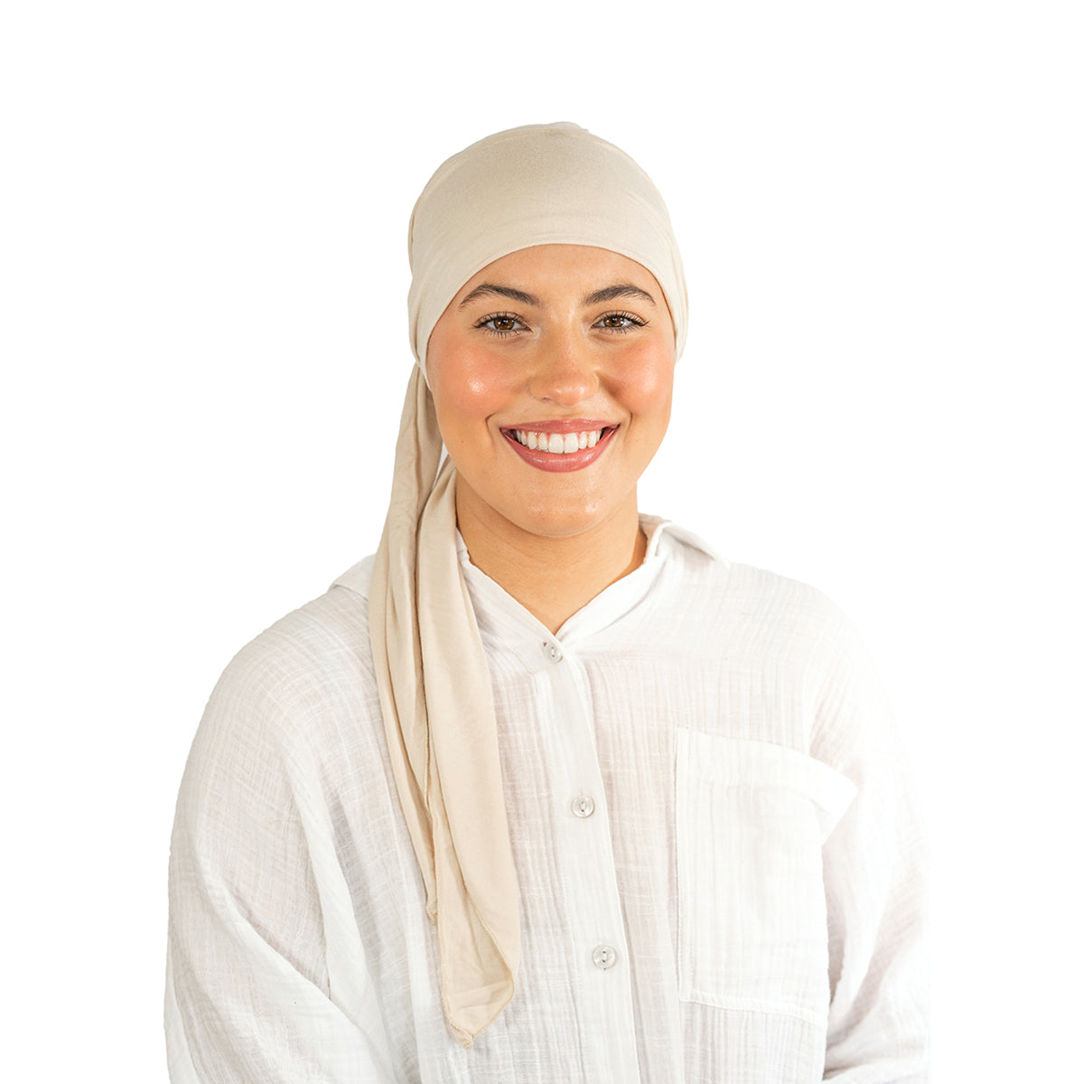 Beige Tie Bamboo Hat