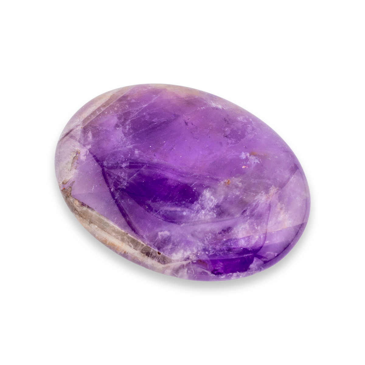 Purple amethyst crystal on a white background