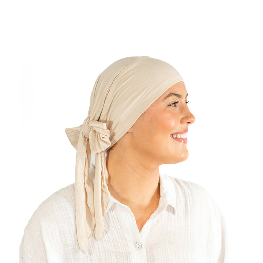 Beige Tie Bamboo Hat