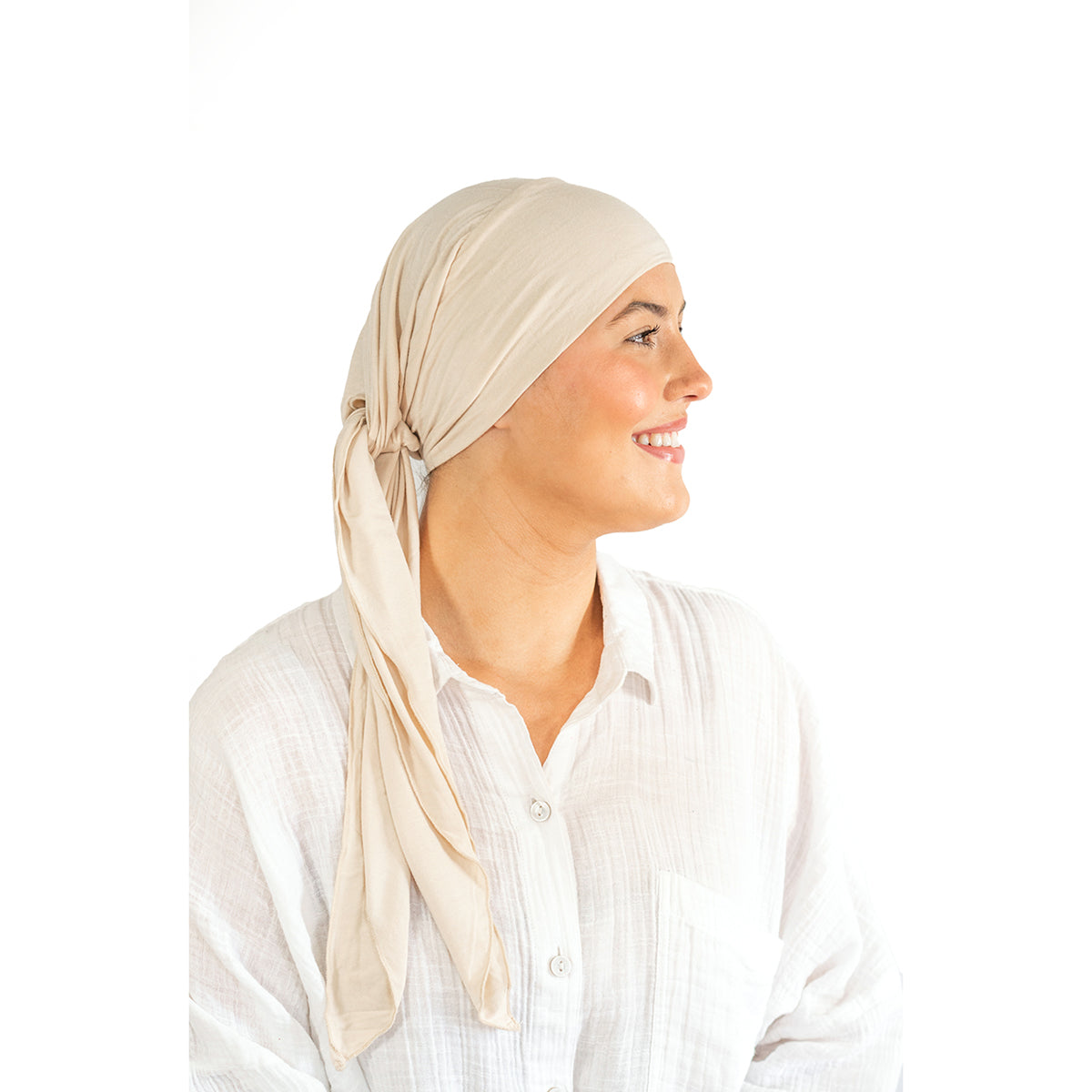 Beige Tie Bamboo Hat