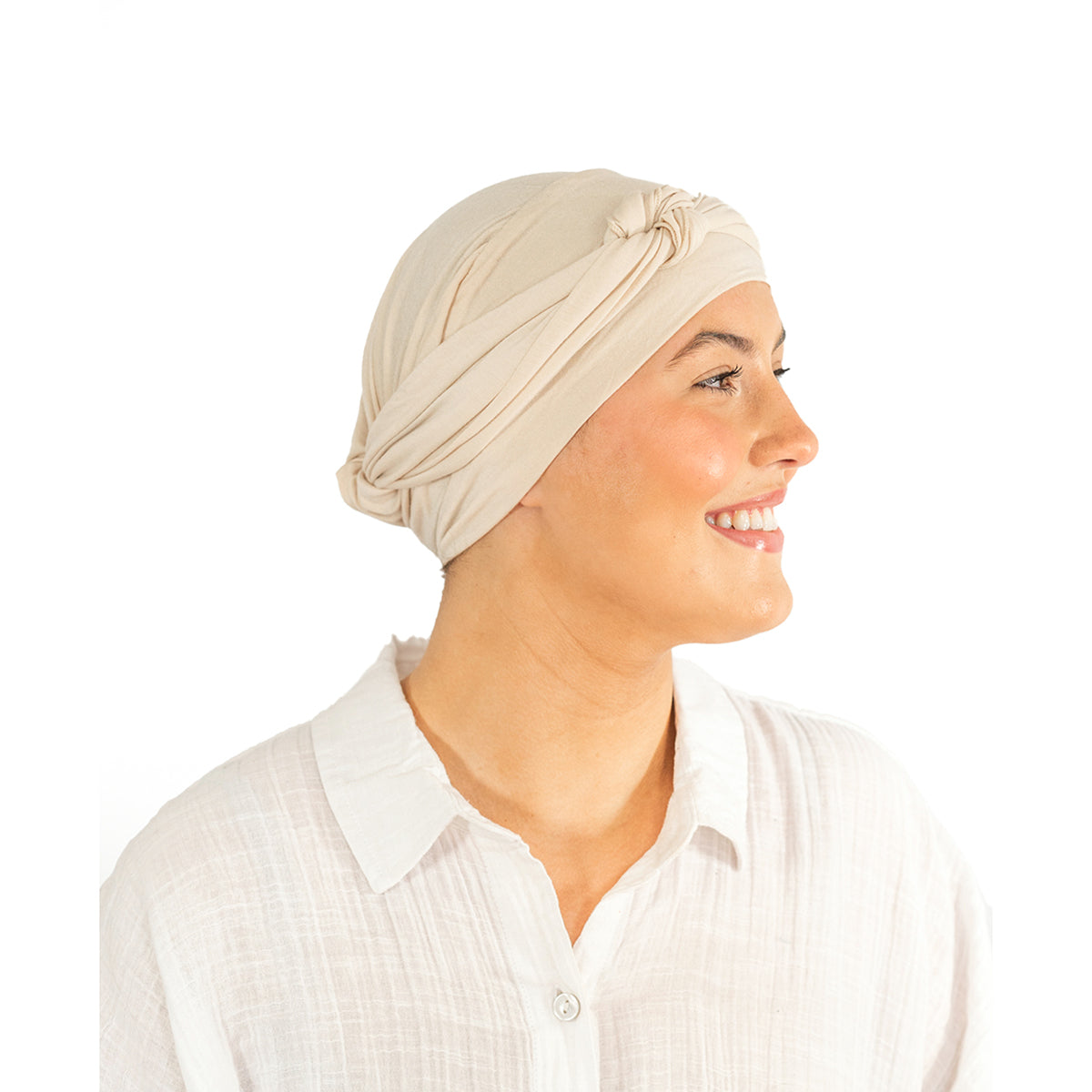 Beige Tie Bamboo Hat