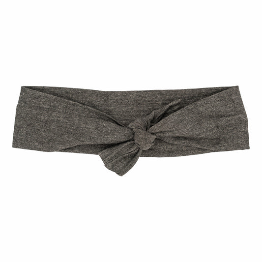 Dark gray headband with a knot on a white background