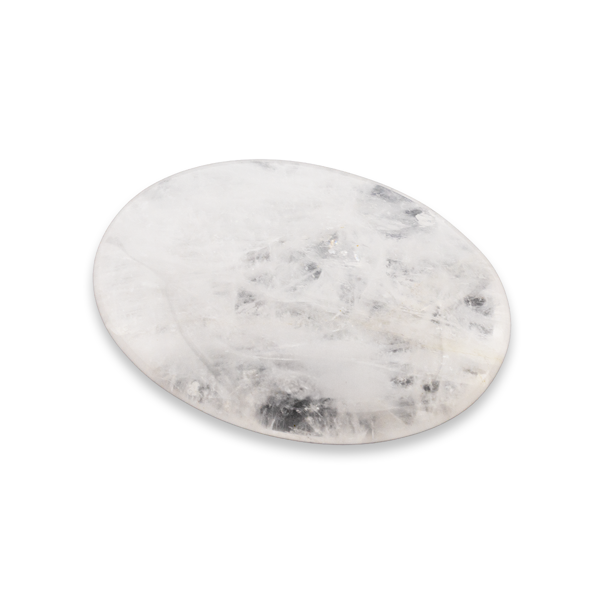 Round marble coaster with gray and white pattern on a white background