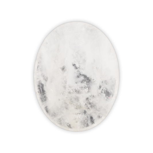 Oval-shaped marble coaster on a white background