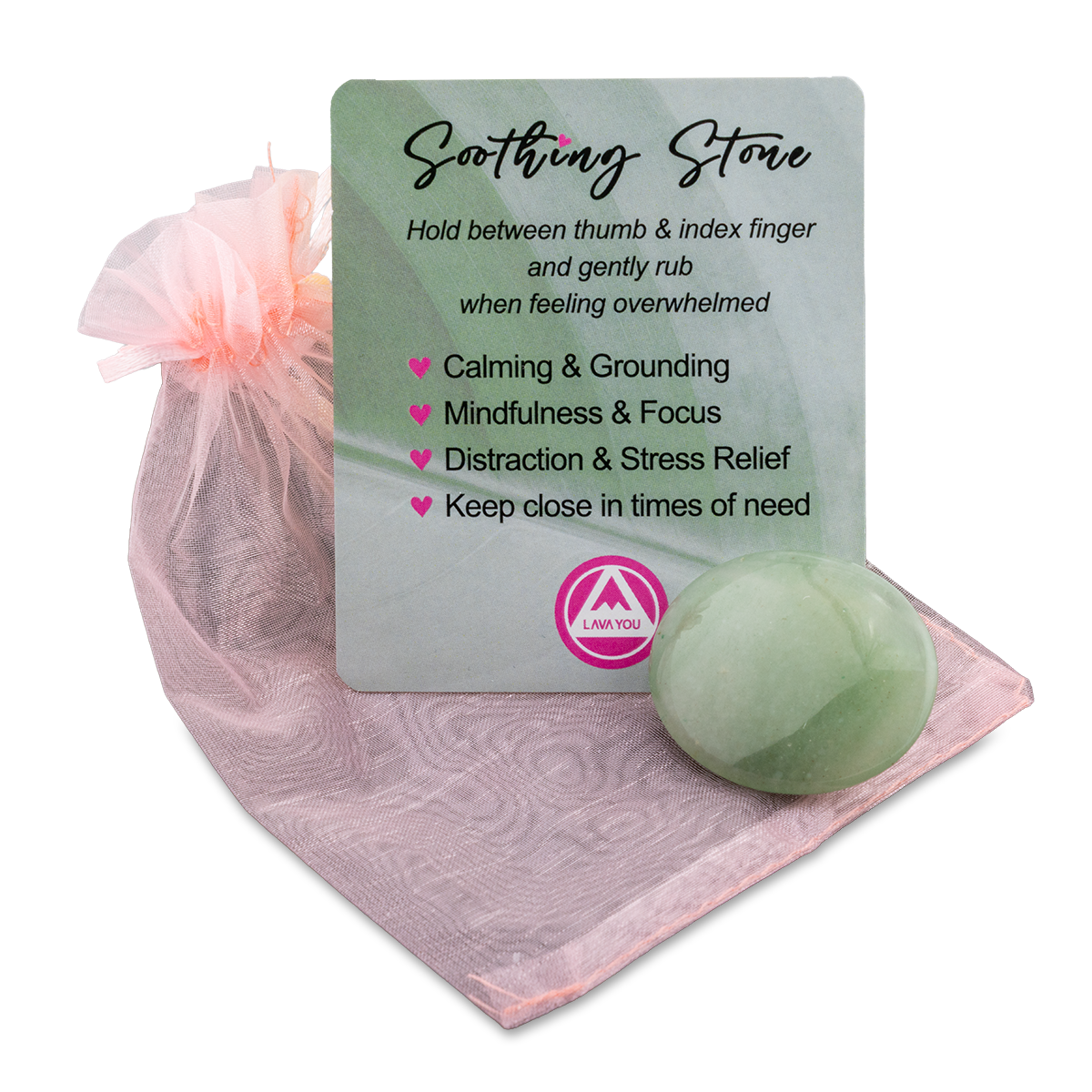 Green Aventurine Soothing Stone with pouch and card