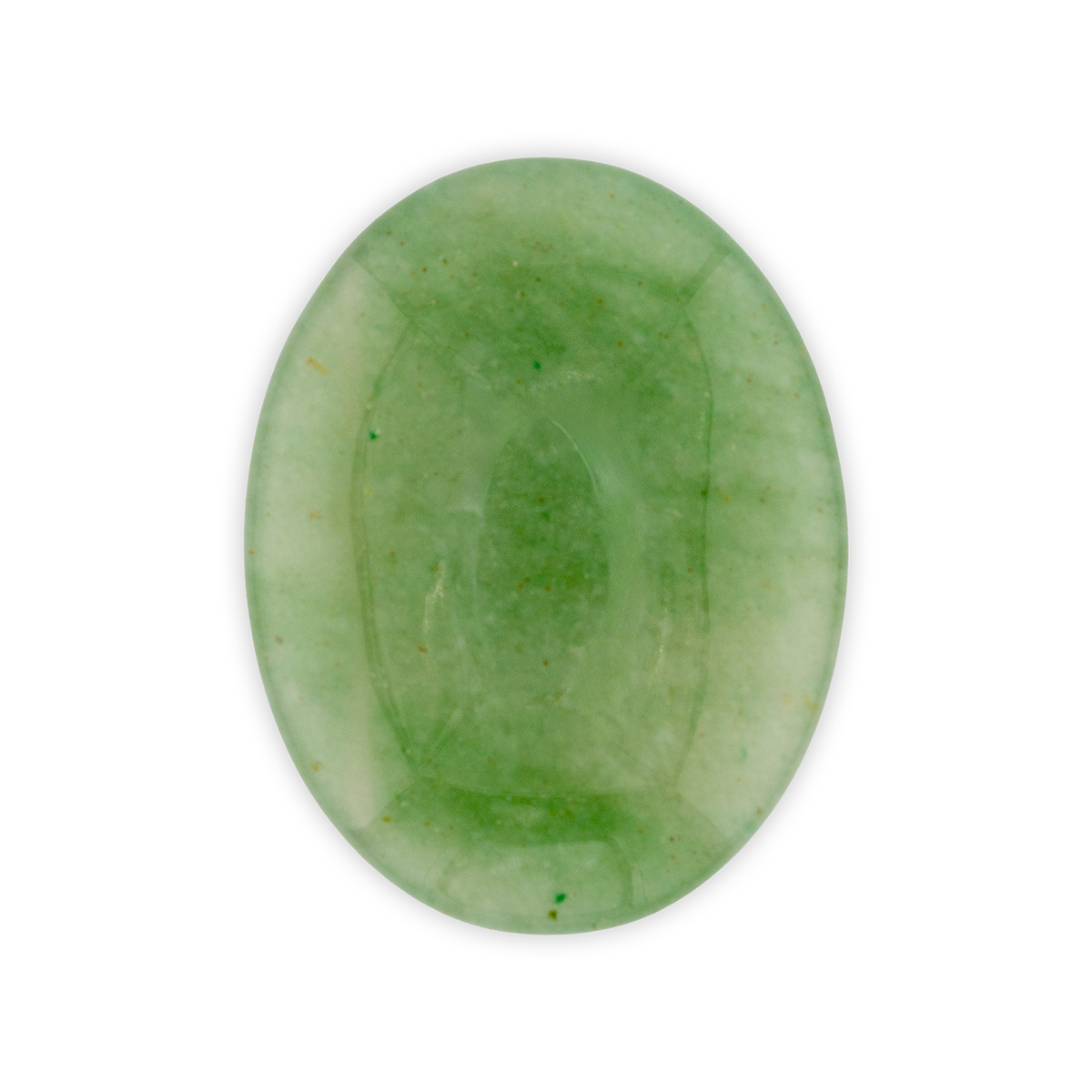 Green oval stone on a white background