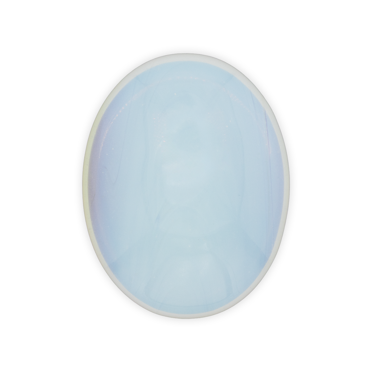 Round light blue ceramic plate with a white rim on a white background