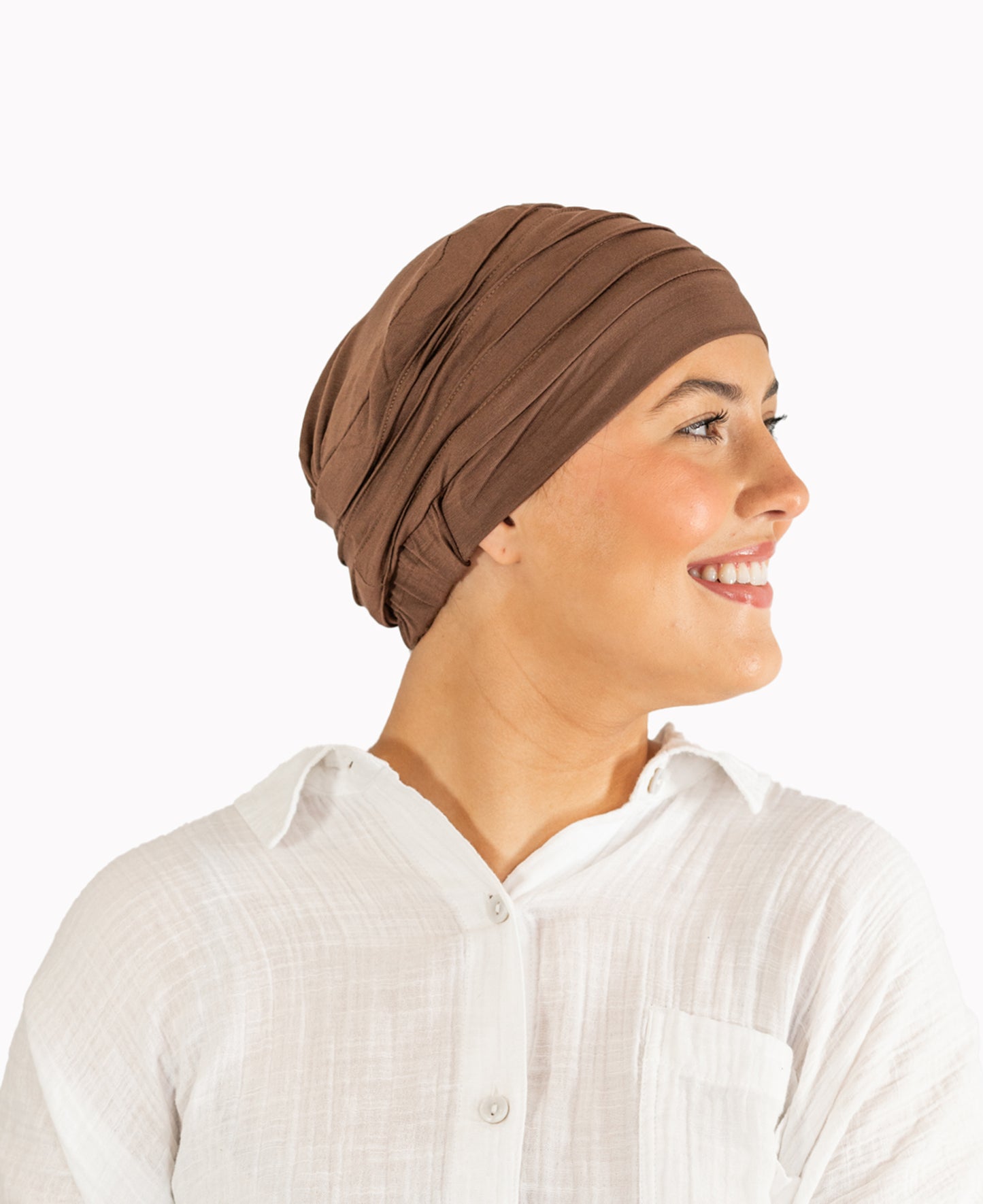 Brown Pleated Bamboo Hat