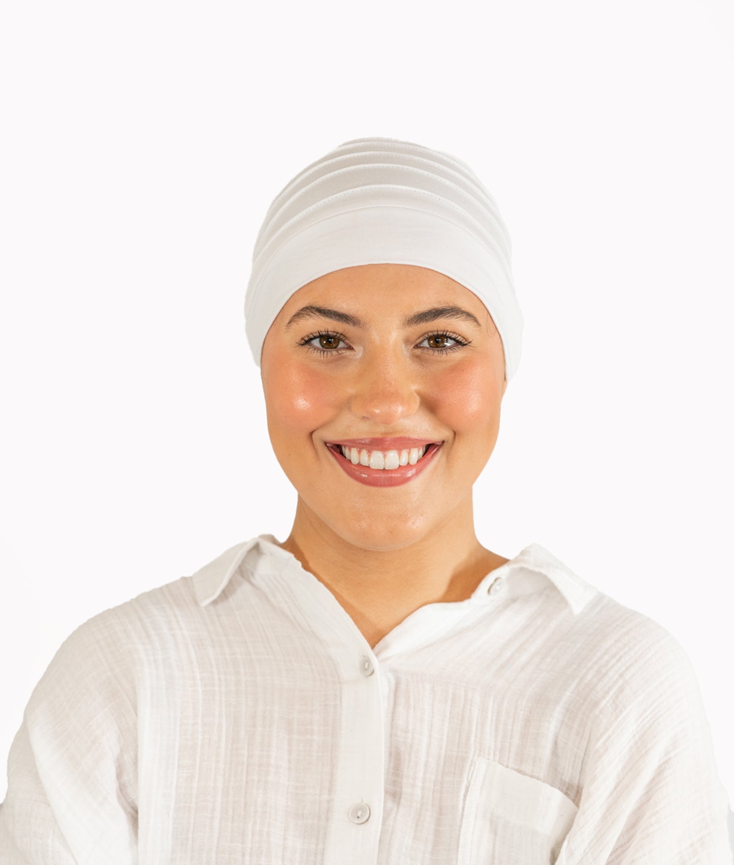 White Pleated Bamboo Hat