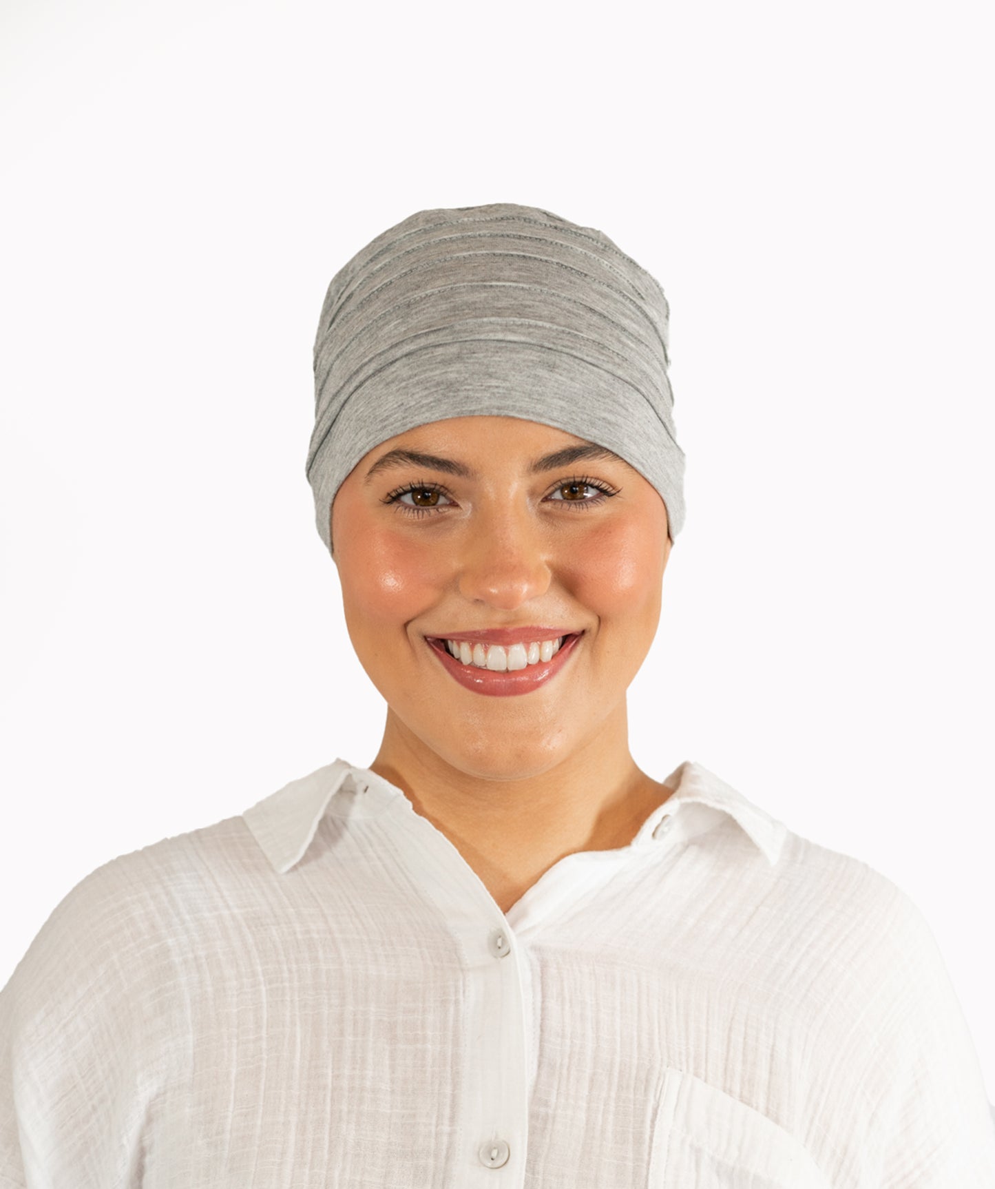 Light Grey Pleated Bamboo Hat