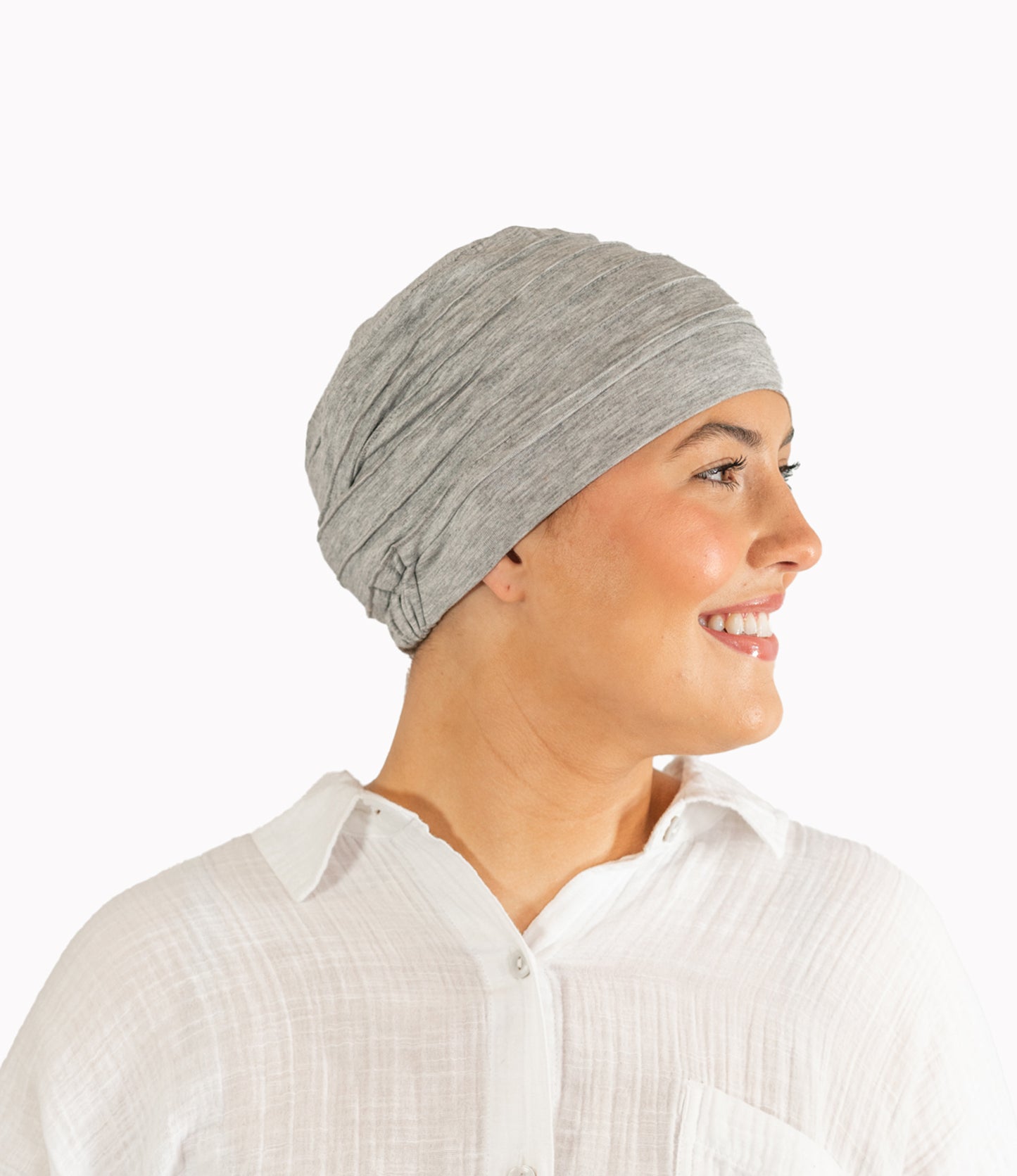 Light Grey Pleated Bamboo Hat