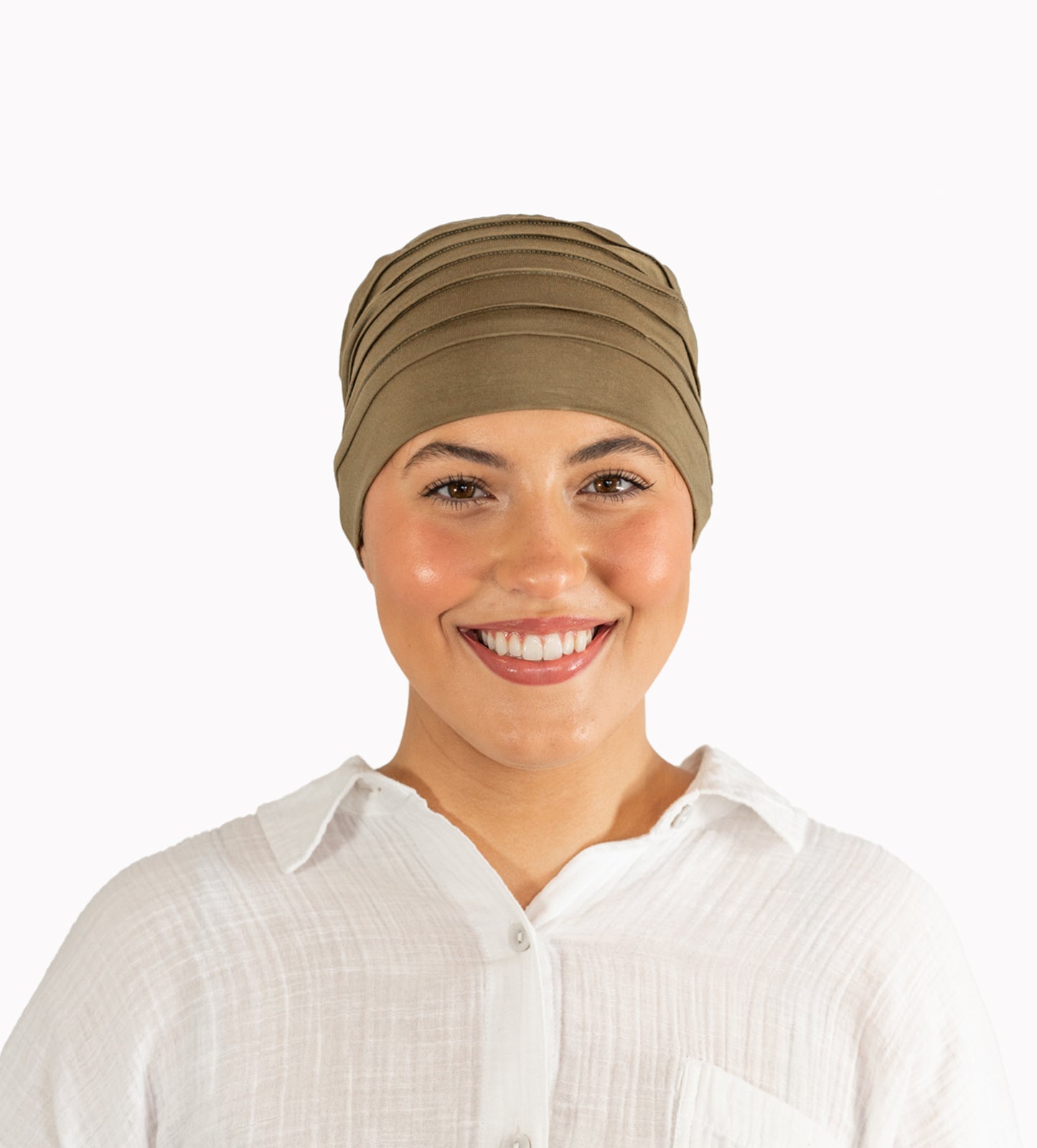 Olive Pleated Bamboo Hat